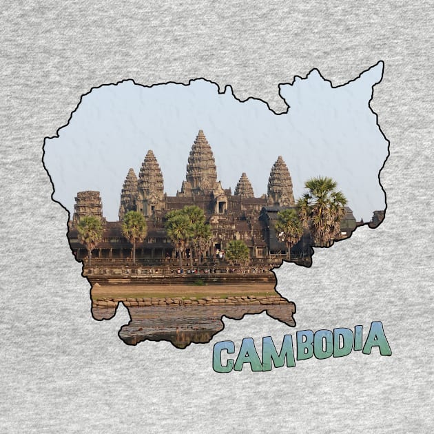 Cambodia Outline with Angkor Wat by gorff